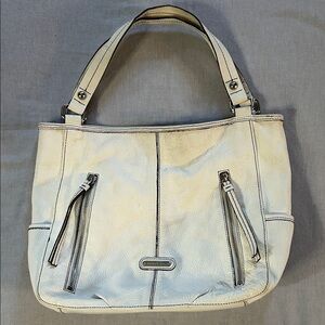 Etienne Aigner Stella Cream Pebble Leather Shoulder Bag Tote Purse